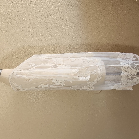 ADIVA OPEN FRONT LACE LONG CARDIGAN KIMONO - Picture 5 of 8